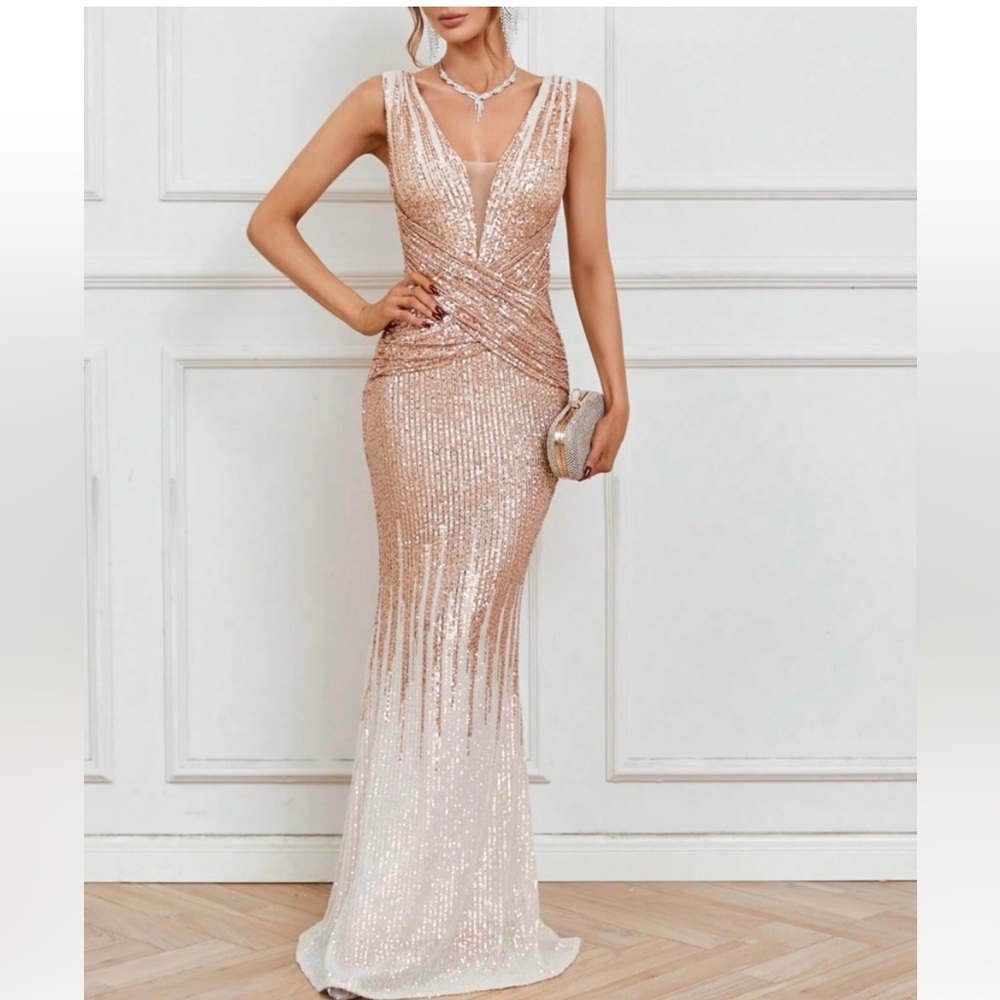 Luxe mermaid hem party formal wedding evening gown dress